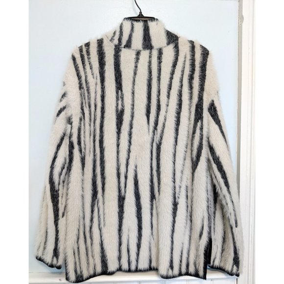 Anthropologie Cindy Eyelash Zebra Stripe Animal Print Half-Zip Sweater - Picture 3 of 5